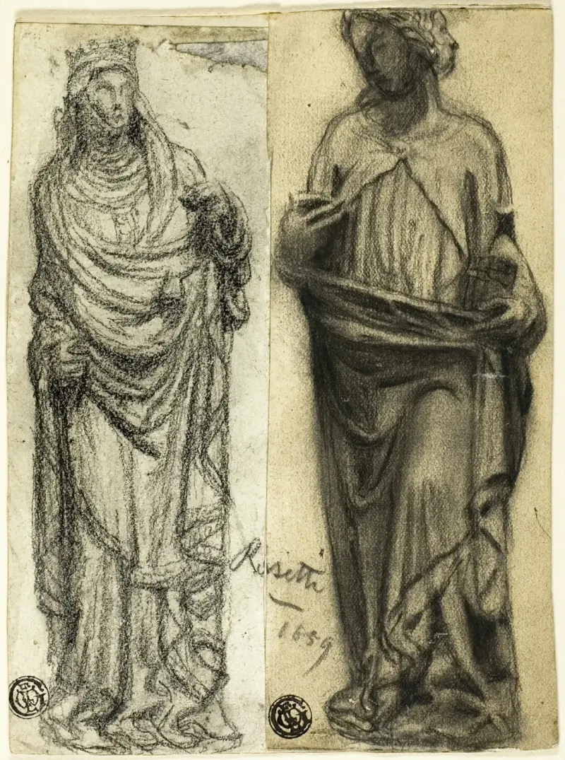 Two Studies of Medieval Sculpture av Dante Gabriel Rossetti