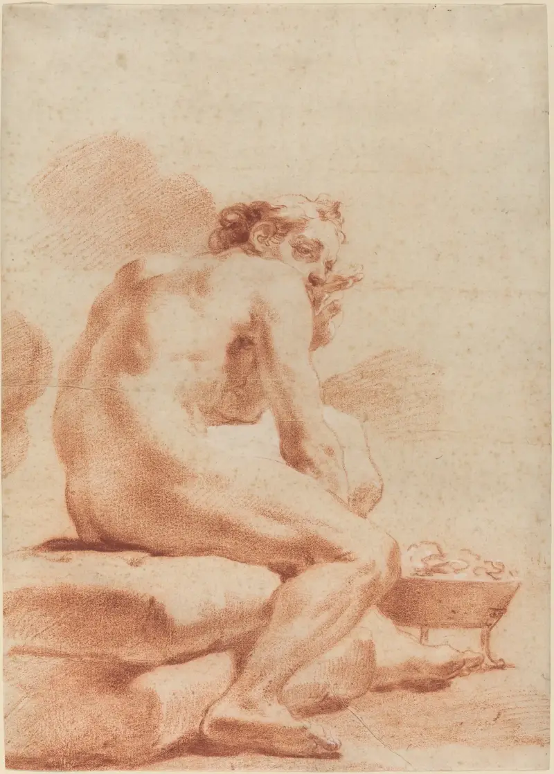 A Young Man Warming Himself at a Brazier av Gaetano Gandolfi
