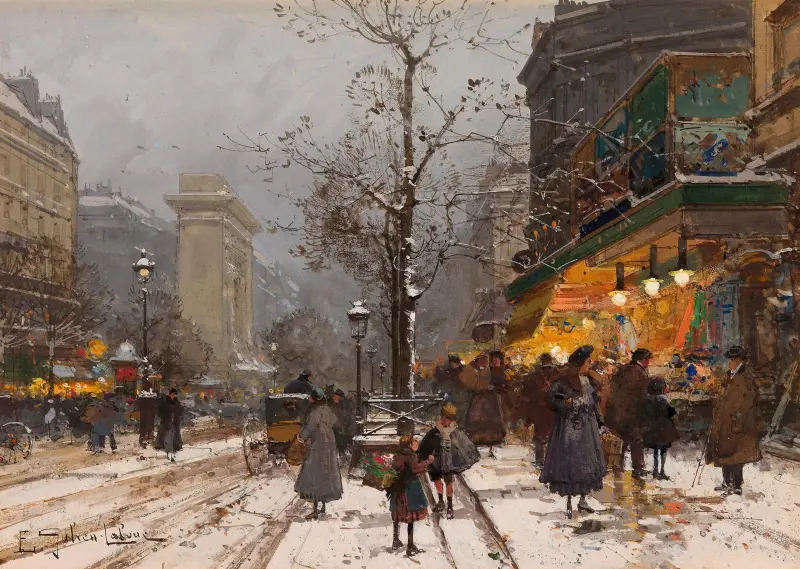 Boulevard Bonne – Nouvelle sous la neige av Eugène Galien-Laloue