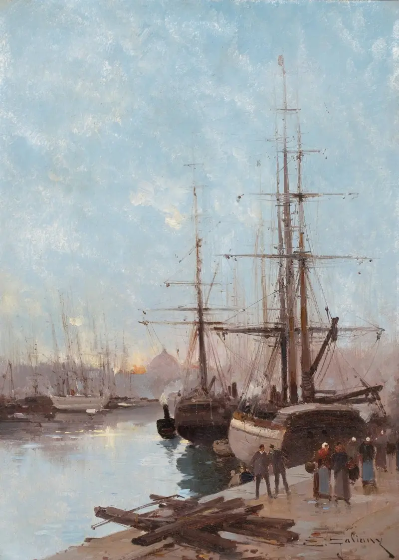 Hamnscen av Eugène Galien-Laloue
