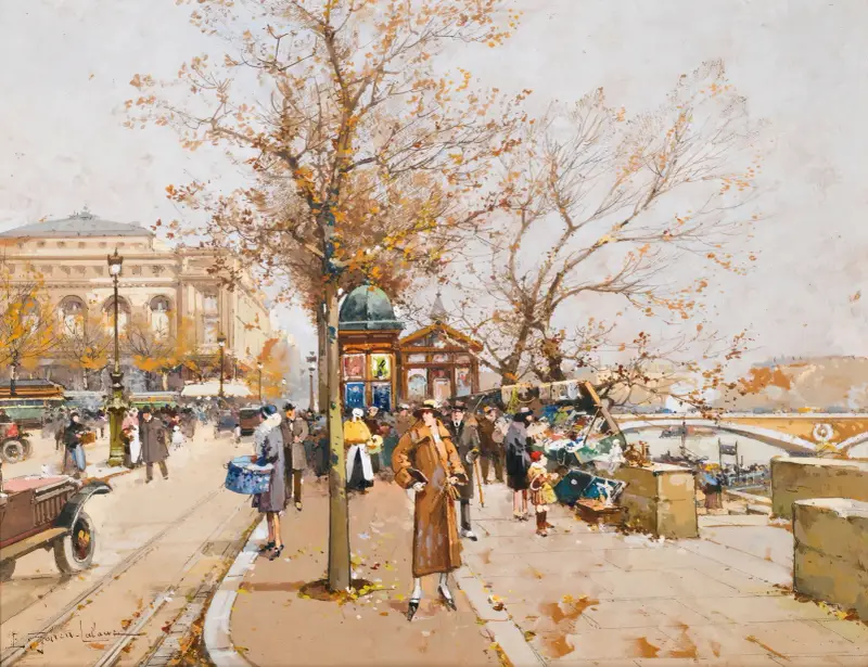 La Place Du Châtelet À Paris av Eugène Galien-Laloue