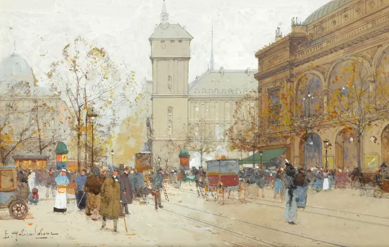 La Place Du Chatelet av Eugène Galien-Laloue