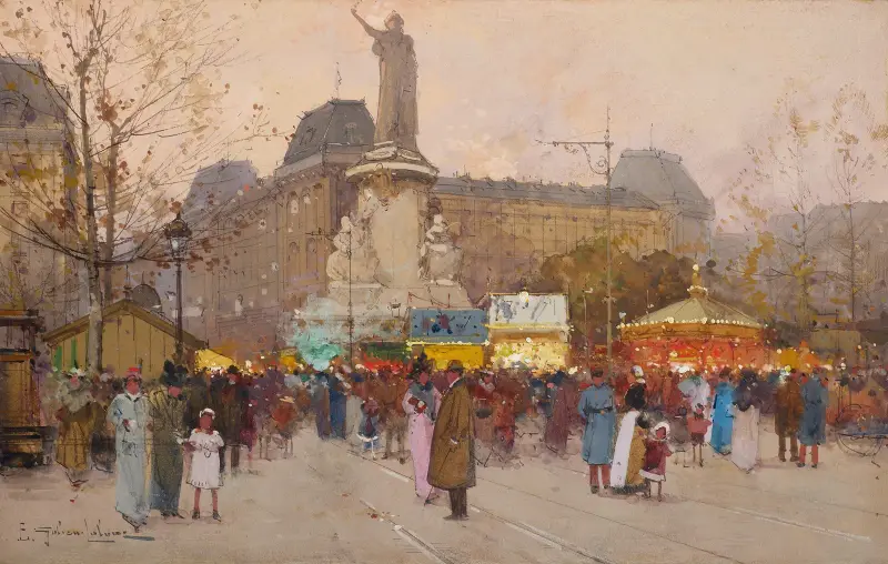 La Place du Republic, Paris av Eugène Galien-Laloue