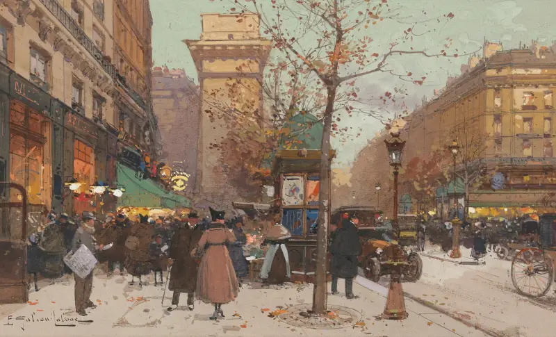 La Porte St Denis av Eugène Galien-Laloue