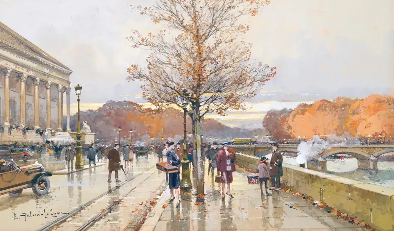 Nationalförsamlingen och Pont de la Concorde av Eugène Galien-Laloue