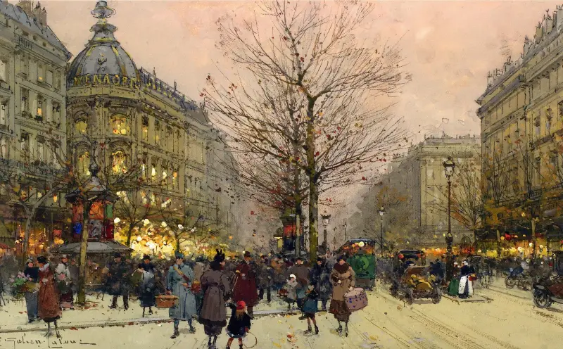 Les Grands Boulevards, Paris av Eugène Galien-Laloue