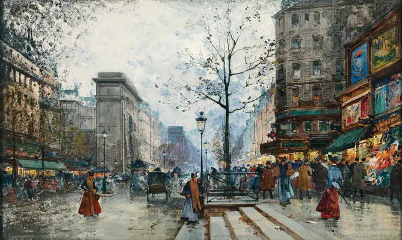 Paris, La Porte Saint-Denis av Eugène Galien-Laloue