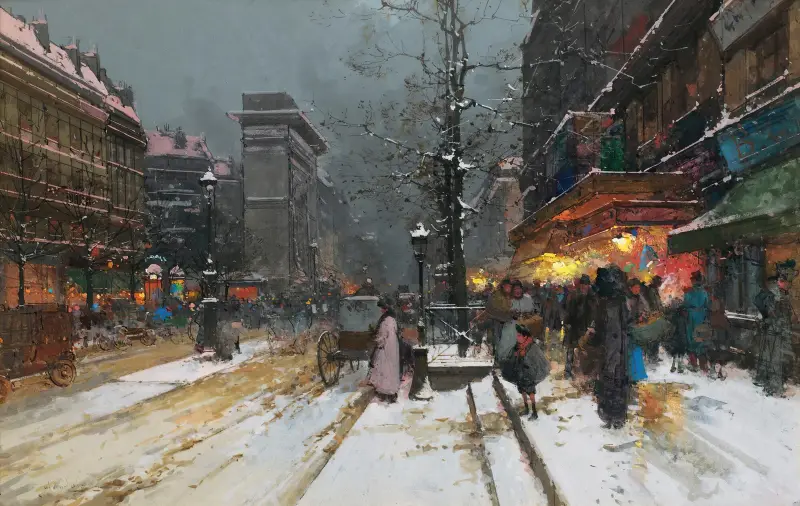 Porte Saint-Denis, Paris av Eugène Galien-Laloue