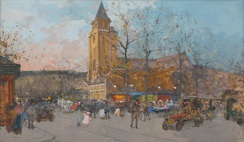 Saint-Germain-des-Prés, Paris av Eugène Galien-Laloue