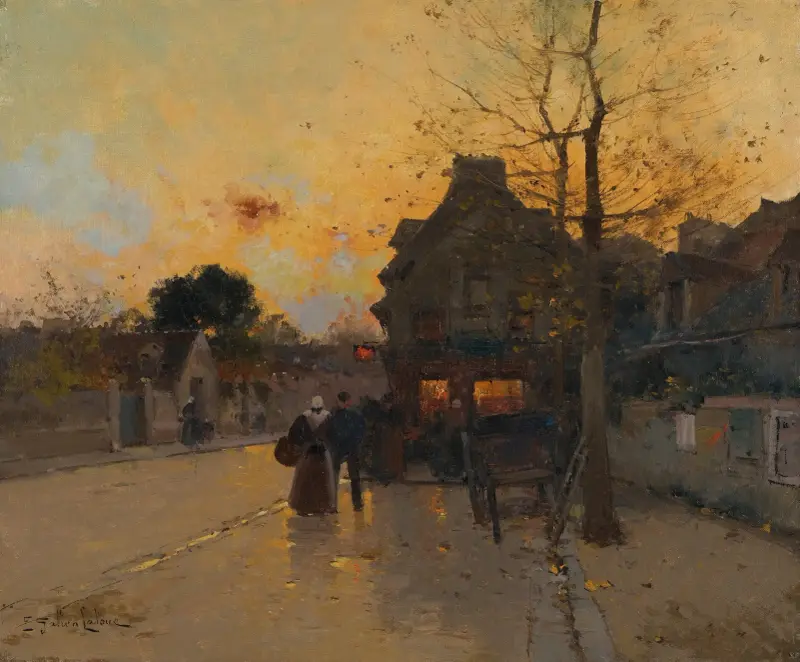 Village, Un Soir D’automne av Eugène Galien-Laloue