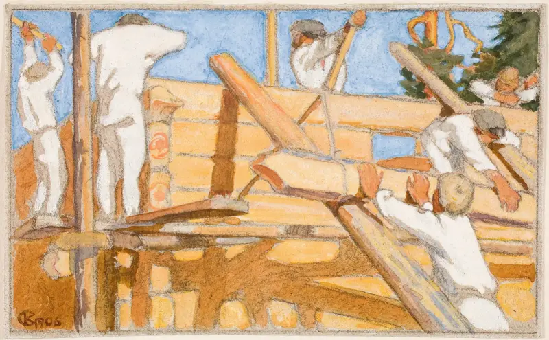 Ett hus av grova stockar av Akseli Gallen-Kallela