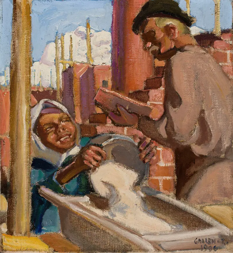 Vid en byggnadsplats av Akseli Gallen-Kallela