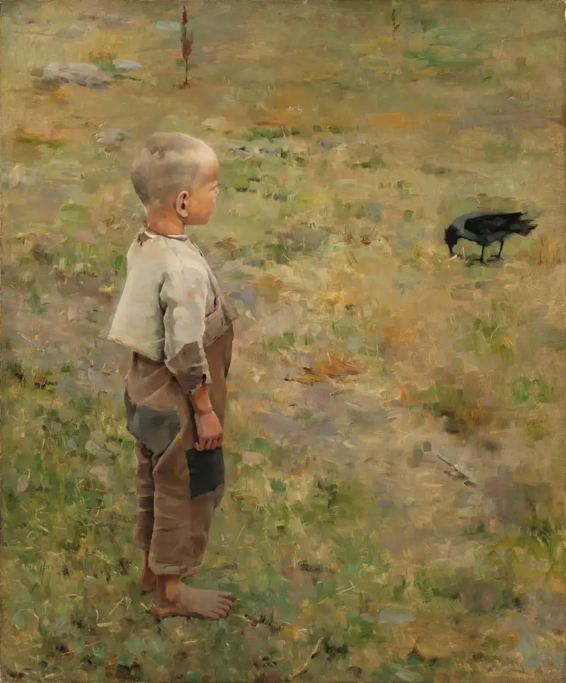 Junge mit Krähe von Akseli Gallen-Kallela