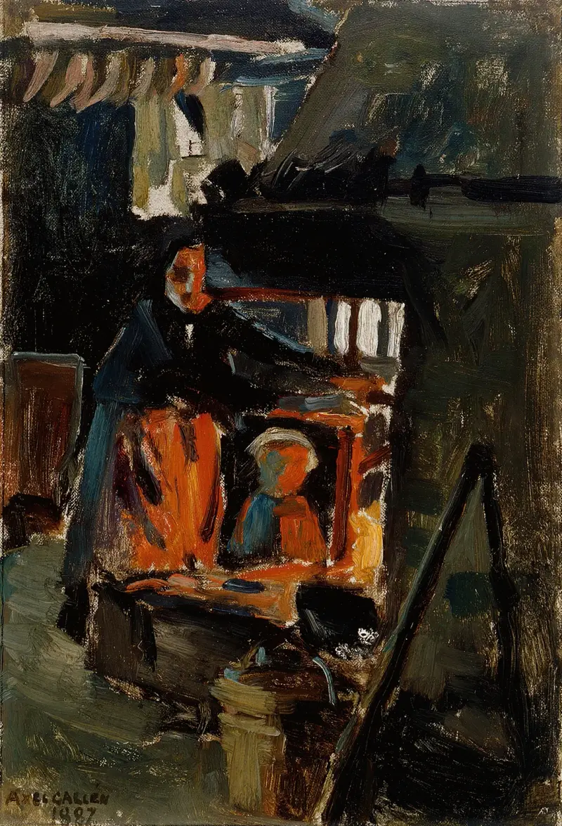 Vor dem Ofen, im Wohnzimmer von Akseli Gallen-Kallela