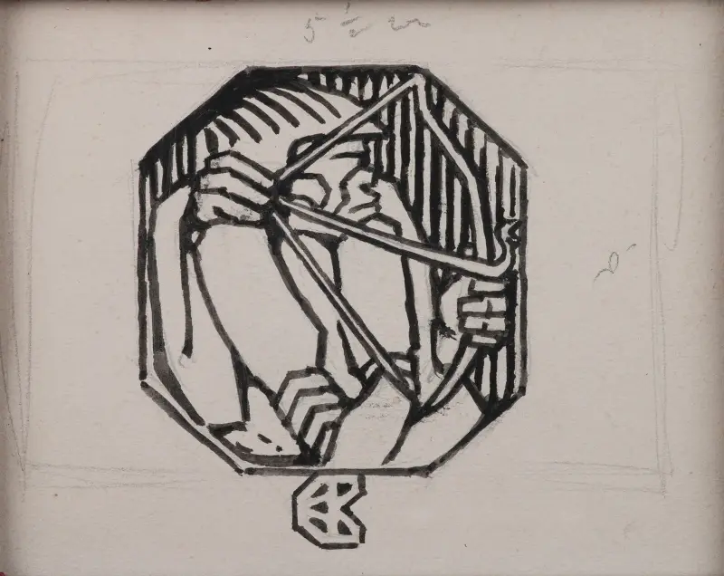 Koru-Kalevala, The Illustrated Kalevala; Poem XII end vignette. av Akseli Gallen-Kallela