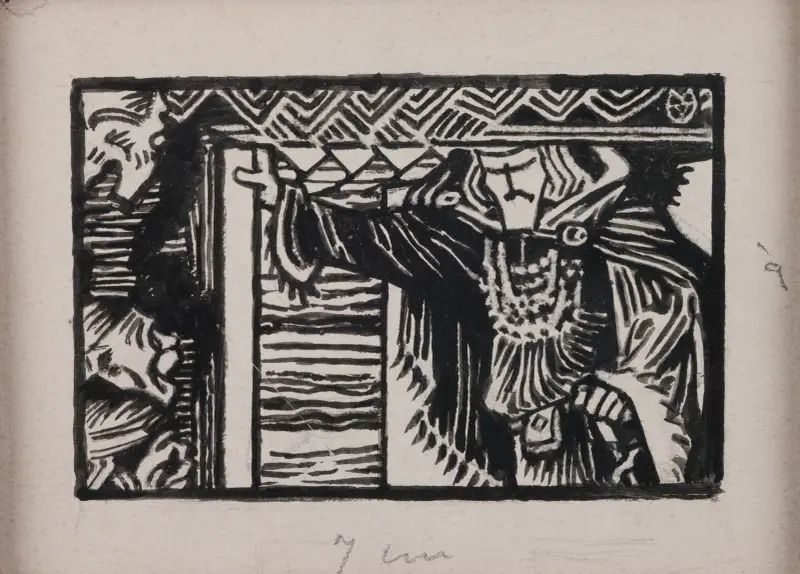 Koru-Kalevala, den illustrerade Kalevala; Sång XII, inledande vinjett av Akseli Gallen-Kallela