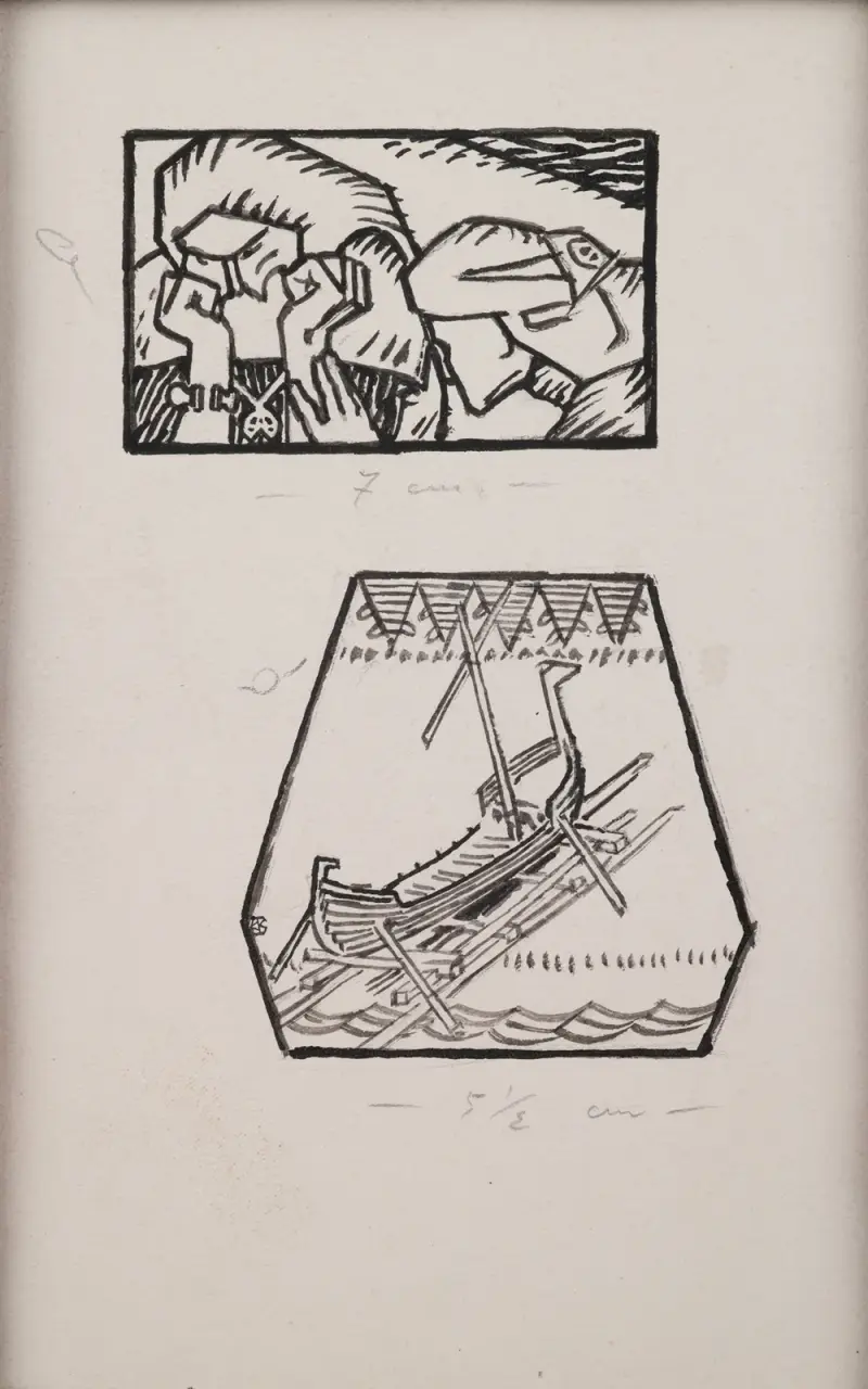 Koru-Kalevala, The Illustrated Kalevala; Poem XXVIII opening vignette, end vignette av Akseli Gallen-Kallela
