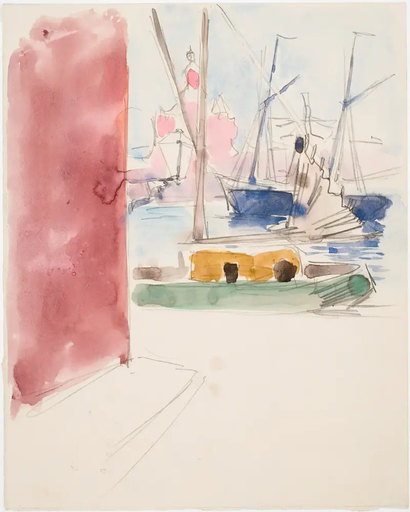Ships in the South Harbor, sketch av Akseli Gallen-Kallela