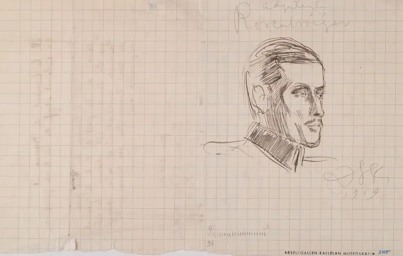 Sketch of Edvin Bertel Rosenbröijer, Adjutant for Marshal Carl Gustaf Emil Mannerheim av Akseli Gallen-Kallela