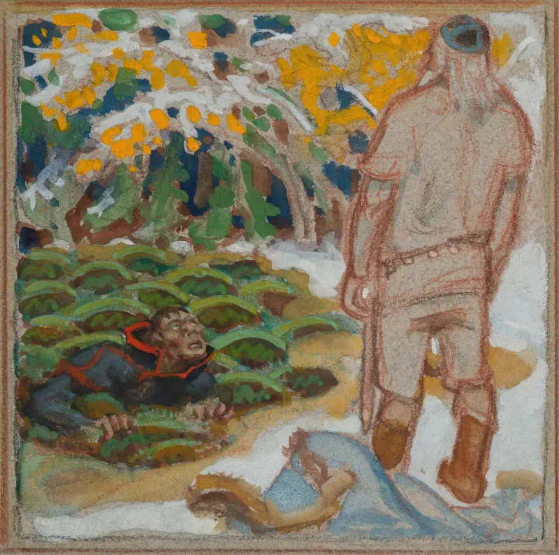 Den fullständiga Kalevala, skiss. Väinämöinen av Akseli Gallen-Kallela