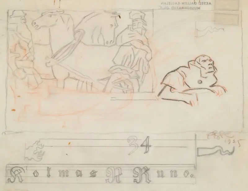 Der große Kalevala, Gesang III, Skizze, 1906 von Akseli Gallen-Kallela