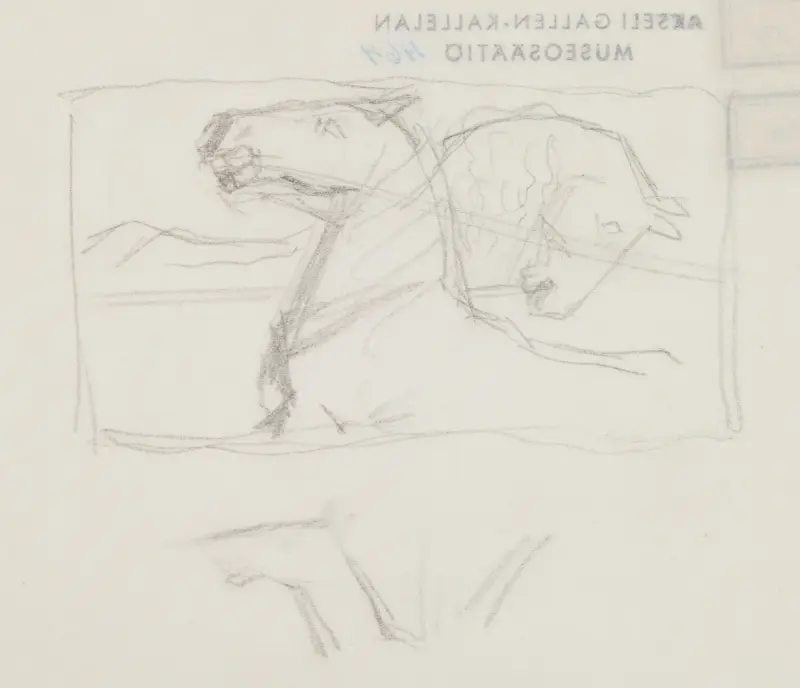 The Great Kalevala, Poem III, sketch. Horses. av Akseli Gallen-Kallela