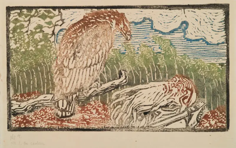 Det stora Kalevala, träsnitt av Väinämöinen och örnen av Akseli Gallen-Kallela