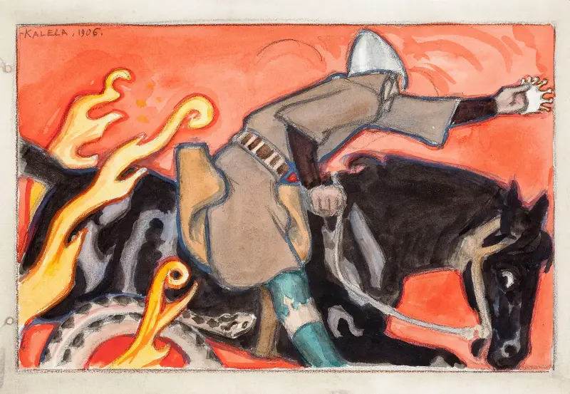 The Knight and the Snake King av Akseli Gallen-Kallela
