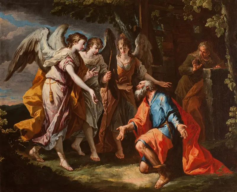 Abraham och änglarna av Gaspare Diziani