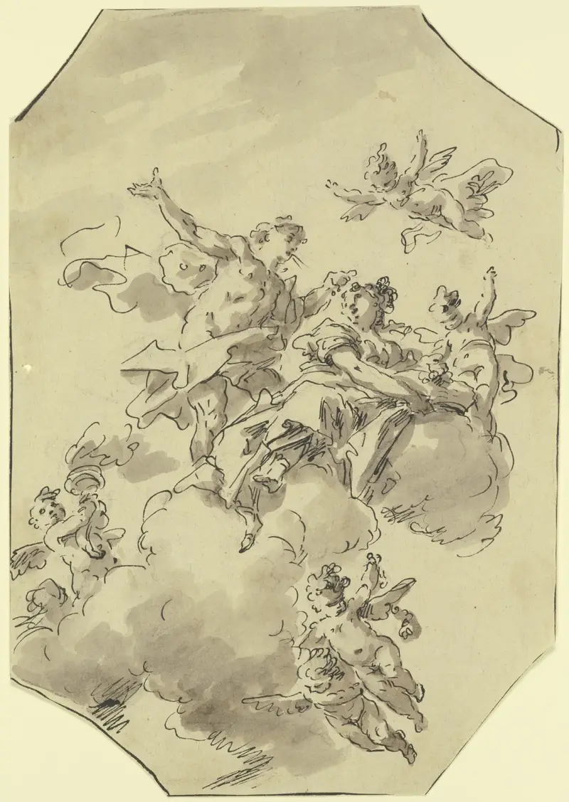 Allegorische Figurengruppe auf Wolken av Gaspare Diziani