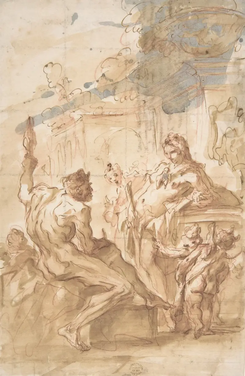 Hercules och Omphale av Gaspare Diziani