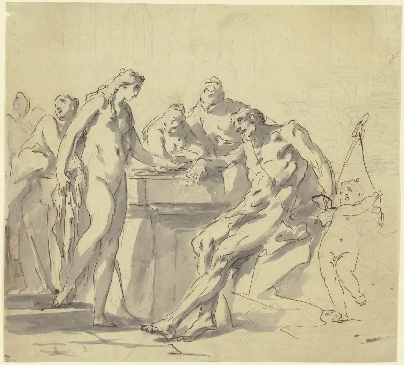 Hercules and Omphale av Gaspare Diziani