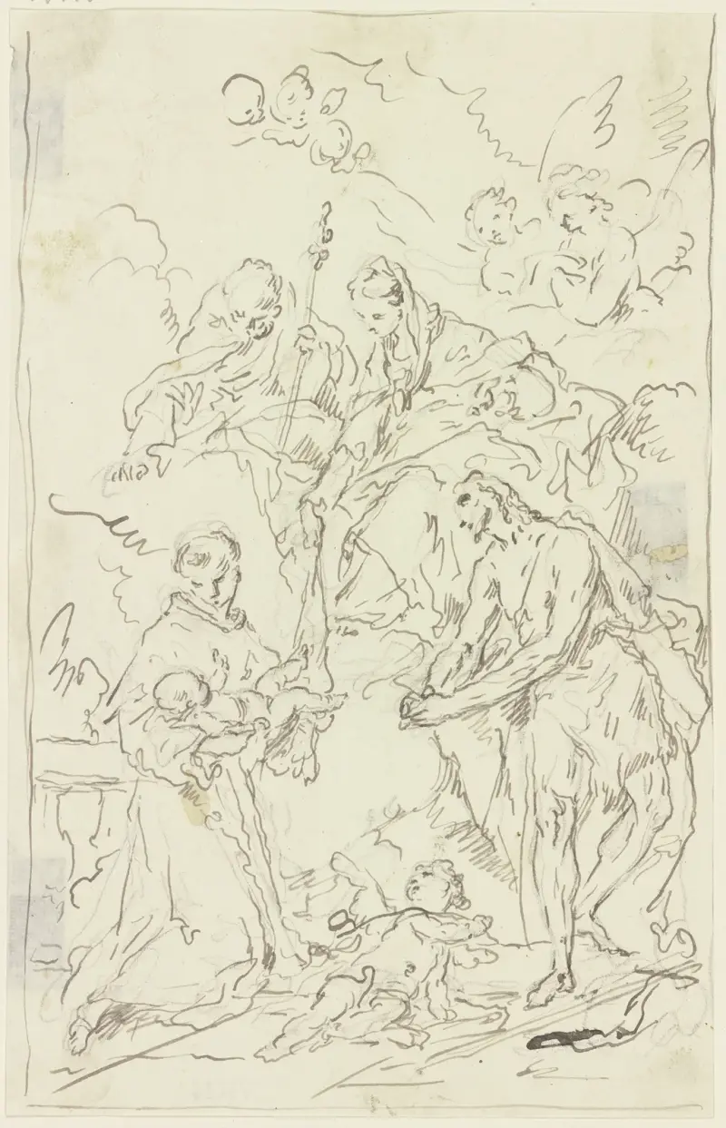 Madonna mit den Heiligen Joseph, Antonius von Padua und Johannes dem Täufer av Gaspare Diziani