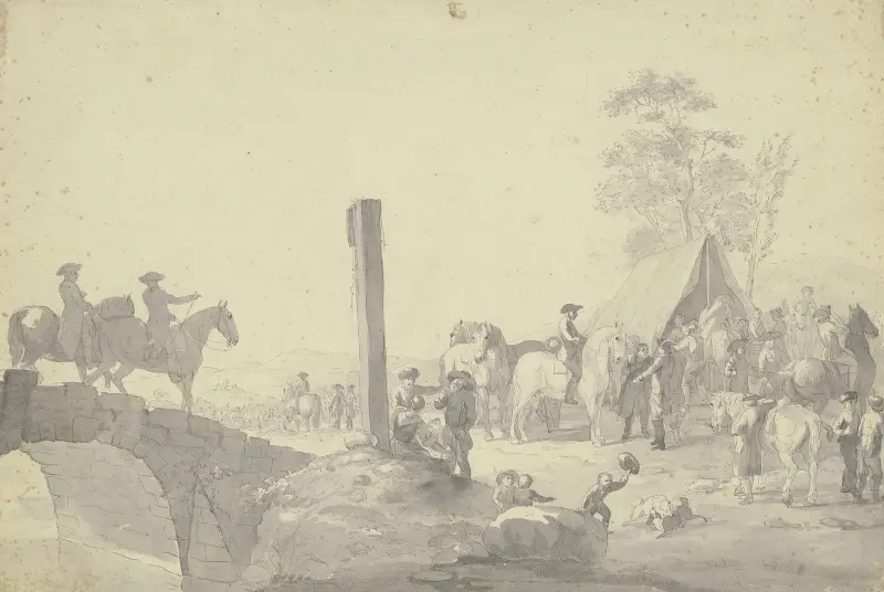 Scene with soldiers in camp av Johann Georg Pforr