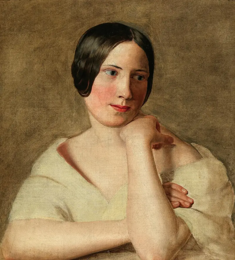 Flicka med armarna stödda av Ferdinand Georg Waldmüller