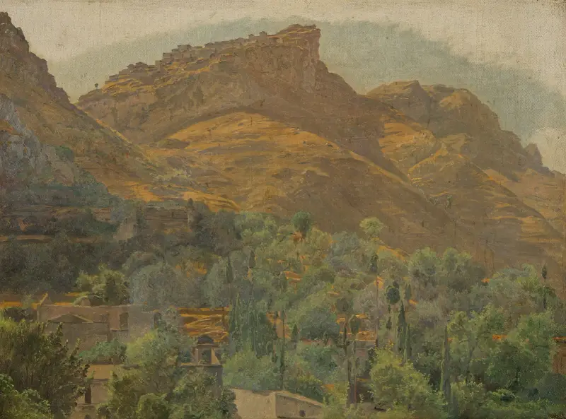 Blick zur Bergstadt Mola bei Taormina av Ferdinand Georg Waldmüller