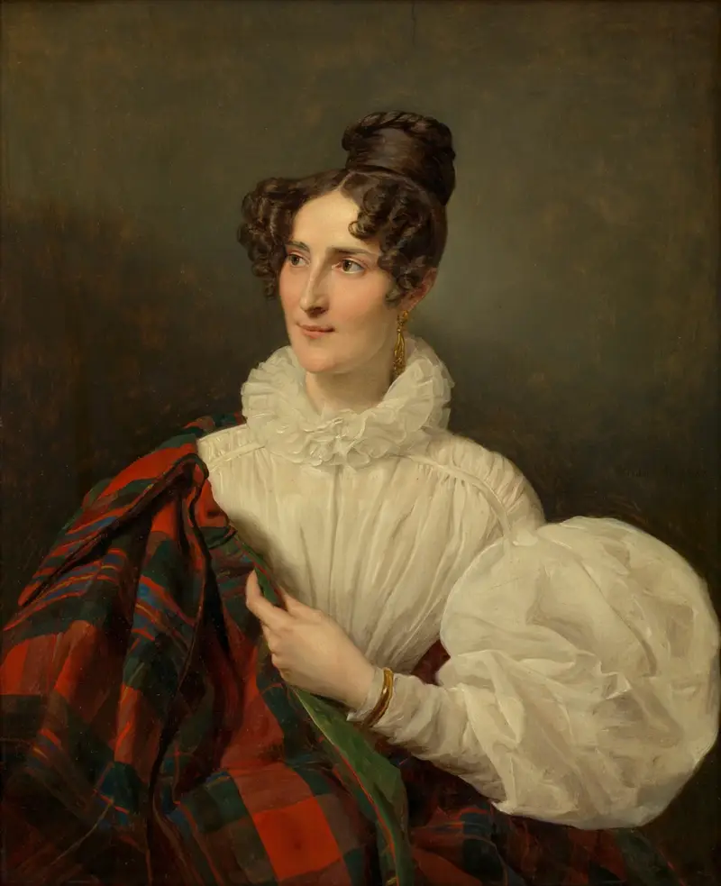 Dame in weißem Kleid av Ferdinand Georg Waldmüller