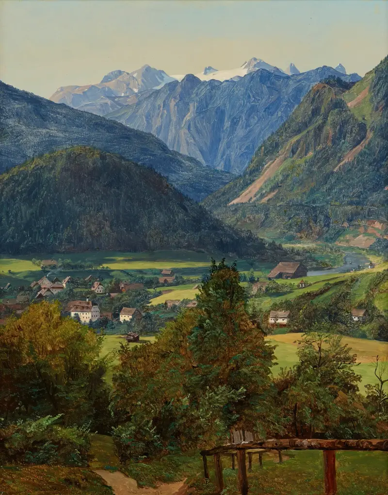 Dachstein från Sophien-Doppelblick vid Ischl av Ferdinand Georg Waldmüller