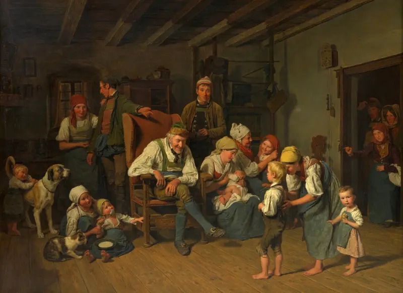 Gratulation till farfars födelsedag av Ferdinand Georg Waldmüller