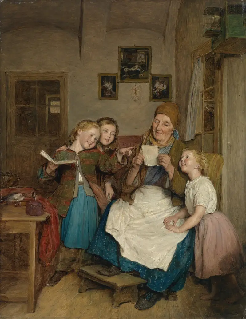 Mormor med tre barnbarn av Ferdinand Georg Waldmüller