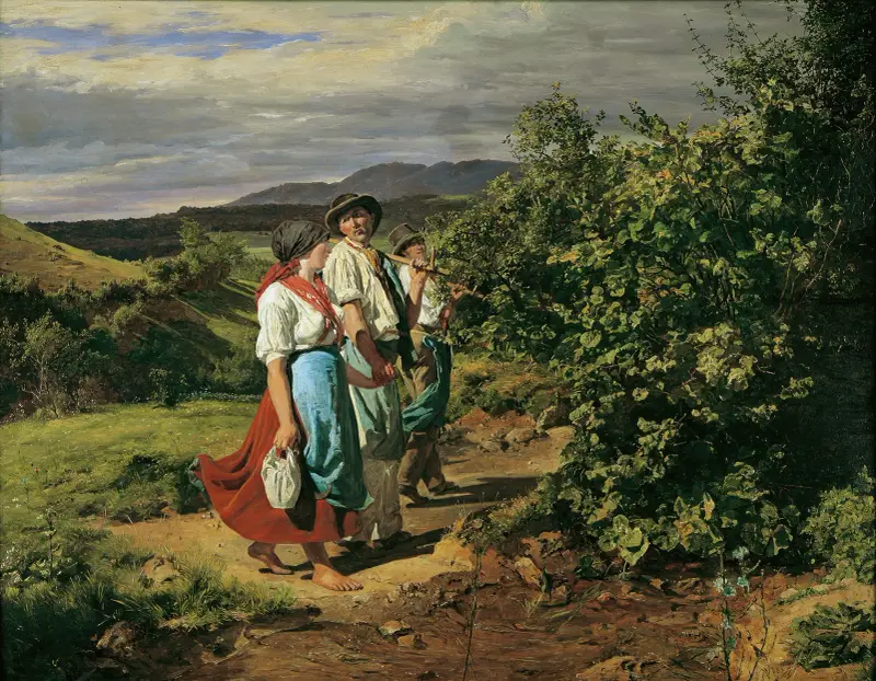 Hemkomst från arbetet (De älskande vid skiljevägen) av Ferdinand Georg Waldmüller