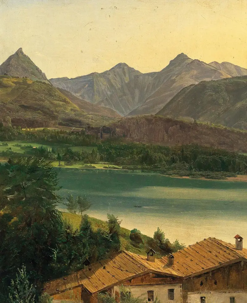 Wolfgangsee med Dachsteinmassivet av Ferdinand Georg Waldmüller