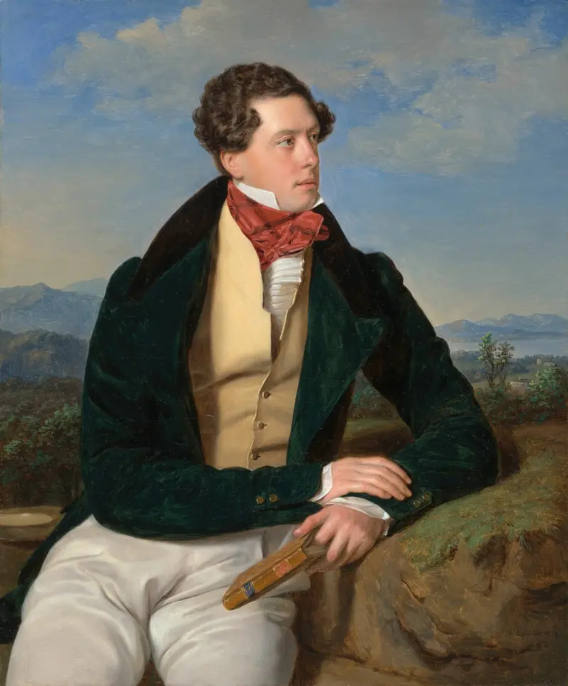 Skådespelaren Maximilian Korn i landskap av Ferdinand Georg Waldmüller