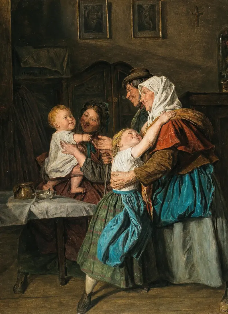 Farföräldrarnas besök av Ferdinand Georg Waldmüller