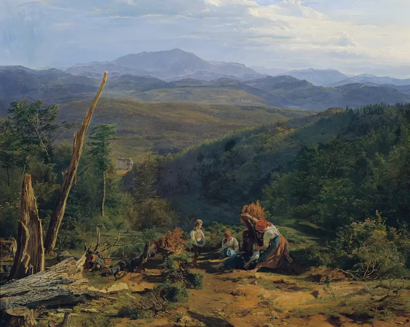 Wienerwaldlandskap med slottet Wildegg av Ferdinand Georg Waldmüller