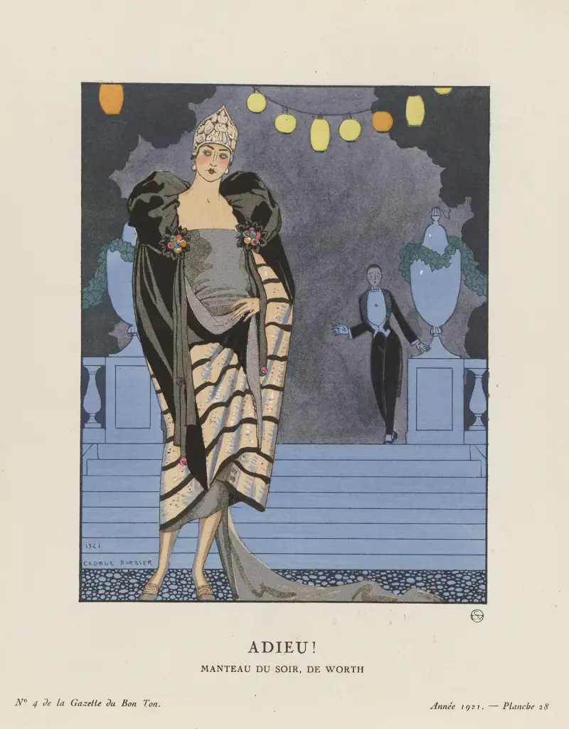 Farväl aftonkappa av Worth av George Barbier