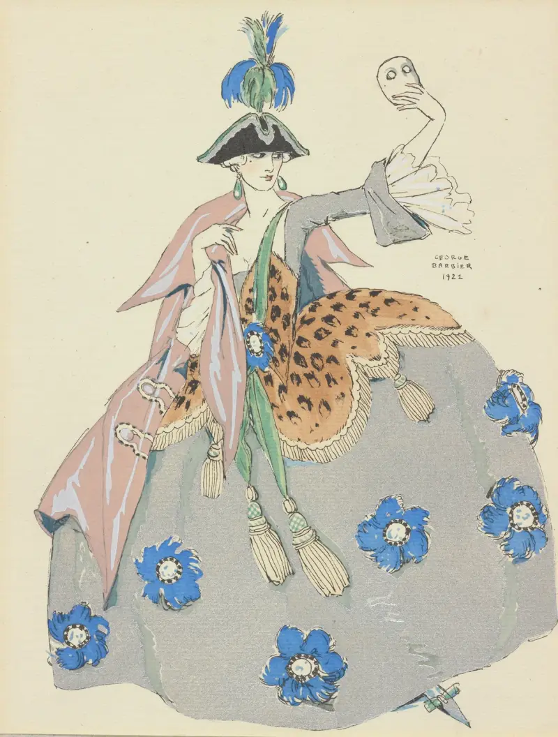 Kostymskiss för Une Ombre i La Dernière Nuit de Don Juan av George Barbier