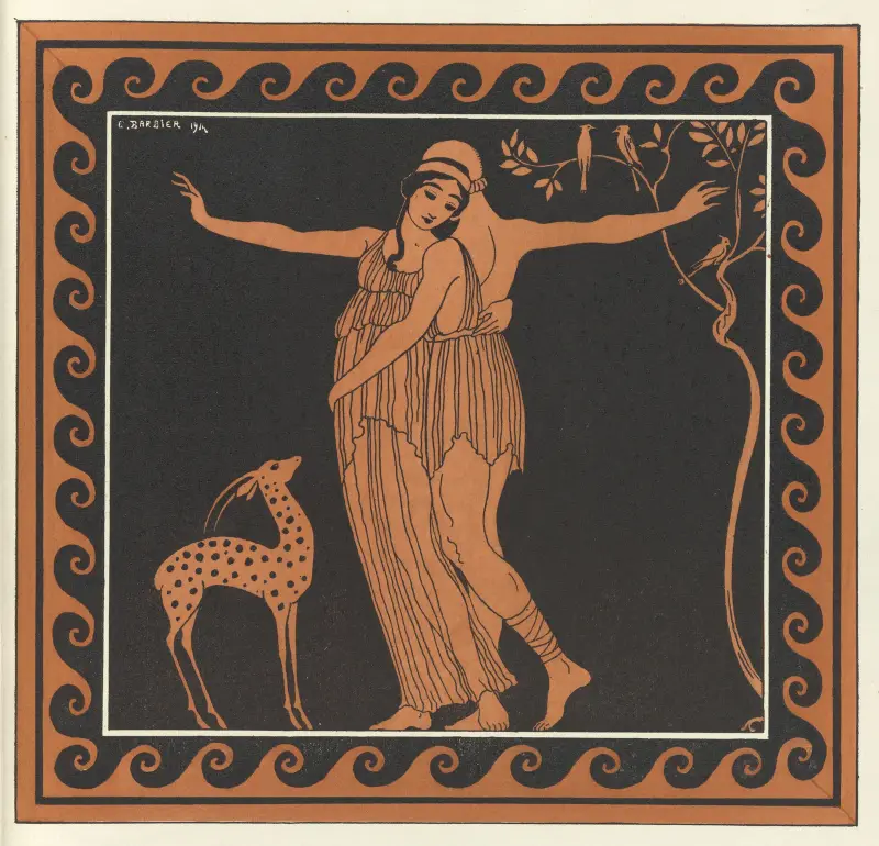 Karsavina och Nijinsky i Daphnis och Chloe av George Barbier