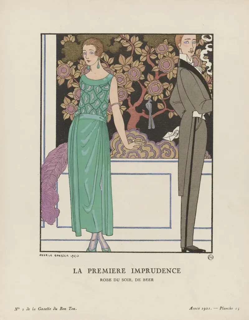 Första oförsiktigheten, aftonklänning från Beer av George Barbier
