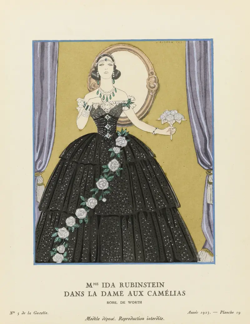 Mme Ida Rubinstein dans La Dame aux Camélias av George Barbier